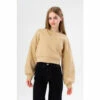 Hype. Girls Cream Sesame Drop Shoulder Relaxed Fit Crew Sweat Top