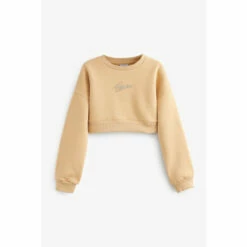 Hype. Girls Cream Sesame Drop Shoulder Relaxed Fit Crew Sweat Top -Hype Shop unnamed file 6131