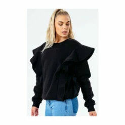 Hype. Black Scribble Logo Frill Women's Crew Neck Sweatshirt 6 Hype. Black Scribble Logo Frill Women's Crew Neck Sweatshirt -Hype Shop unnamed file 6161
