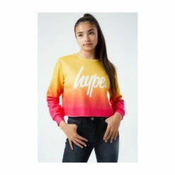 Hype. Kids Sunset Fade Yellow Crop Crew Sweater 6 Hype. Kids Sunset Fade Yellow Crop Crew Sweater -Hype Shop unnamed file 6166