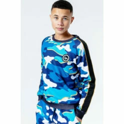 Hype. Blue Blueline Camo Kids Crew Jumper