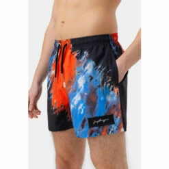 Hype. Mens Bohemian Black Dye Scribble Patch Swim Shorts 4 Hype. Mens Bohemian Black Dye Scribble Patch Swim Shorts -Hype Shop unnamed file 6253