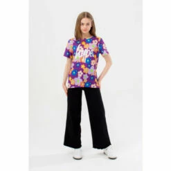 Hype. Girls Purple Flower Garden Script T-Shirt -Hype Shop unnamed file 632
