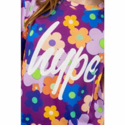 Hype. Girls Purple Flower Garden Script T-Shirt -Hype Shop unnamed file 633