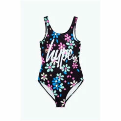 Hype. Girls Black Scribble Flower Script Swimsuit -Hype Shop unnamed file 6355