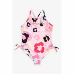 Hype. Girls Leopard Pink Frilly Script Swimsuit -Hype Shop unnamed file 6361