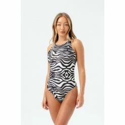 Hype. Womens Wave Scribble Black Swimsuit