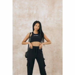 Hype. Womens Black Ribbed Scribble Bralette