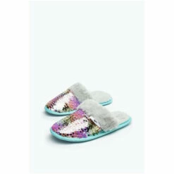 Hype. Girls Slip On Sequin Slippers Blue/pink
