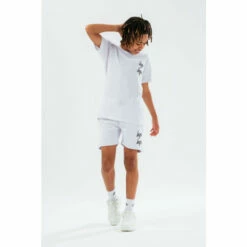 Hype. White Double Logo Script Kids T-Shirt