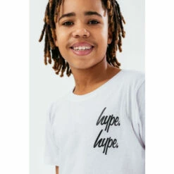 Hype. White Double Logo Script Kids T-Shirt -Hype Shop unnamed file 659