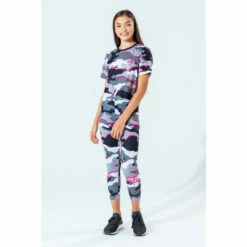 Hype. Kids Pink Line Camo Crop T-Shirt -Hype Shop unnamed file 663