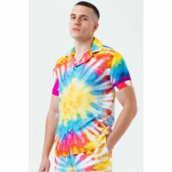 Hype. Mens Yellow Tie Dye Resort Shirt