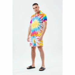 Hype. Mens Yellow Tie Dye Resort Shirt -Hype Shop unnamed file 6703