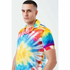 Hype. Mens Yellow Tie Dye Resort Shirt -Hype Shop unnamed file 6705