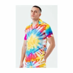 Hype. Mens Yellow Tie Dye Resort Shirt -Hype Shop unnamed file 6707