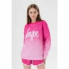 Hype. Pink Speckle Fade Script Crew Sweatshirt -Hype Shop unnamed file 6759