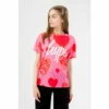 Hype Girls Pink Zebra Heart Script T-Shirt -Hype Shop unnamed file 676