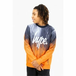 Hype. Orange Drips Script Crew Jumper