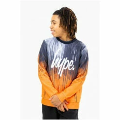 Hype. Orange Drips Script Crew Jumper -Hype Shop unnamed file 6765