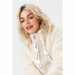 Hype. Womens Natural Sherpa Drawcord High Neck Crew Jumper -Hype Shop unnamed file 6768