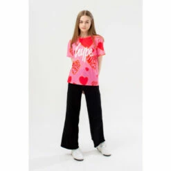 Hype Girls Pink Zebra Heart Script T-Shirt -Hype Shop unnamed file 678