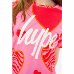Hype Girls Pink Zebra Heart Script T-Shirt -Hype Shop unnamed file 680