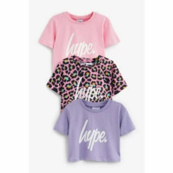 Hype Girls Pink, Lilac, Leopard T-Shirts Three Pack