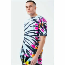 Hype. Mens Oversized Black Multi Tie Dye Scribble Logo T-Shirt -Hype Shop unnamed file 723