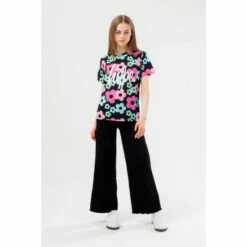 Hype. Girls Black 70'S Flower Script T-Shirt -Hype Shop unnamed file 740