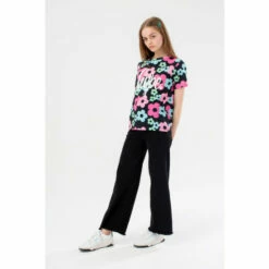 Hype. Girls Black 70'S Flower Script T-Shirt -Hype Shop unnamed file 741