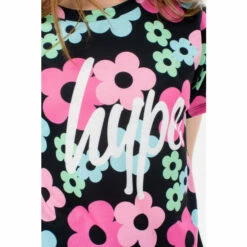 Hype. Girls Black 70'S Flower Script T-Shirt -Hype Shop unnamed file 743