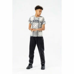 Hype. Boys Cream Paisley Check College T-Shirt -Hype Shop unnamed file 769