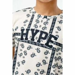 Hype. Boys Cream Paisley Check College T-Shirt -Hype Shop unnamed file 770