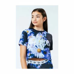 Hype. Black/Purple Daisy Crop T-Shirt -Hype Shop unnamed file 827