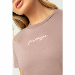 Hype. Womens Scribble Embroidery Boxy Brown T-Shirt -Hype Shop unnamed file 866