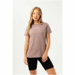 Hype. Womens Scribble Embroidery Boxy Brown T-Shirt -Hype Shop unnamed file 867