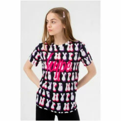 Hype. Girls Black Groovey Wavey Script T-Shirt -Hype Shop unnamed file 890