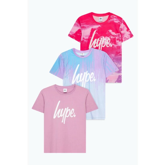 unnamed-file-90.jpg Hype Girls Pink Lilac Drips, Pink Clouds T-Shirts Three Pack -Hype Shop unnamed file 90
