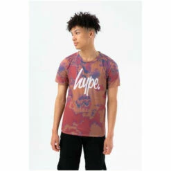 Hype Boys Brown Blush Tie Dye Script T-Shirt -Hype Shop unnamed file 928