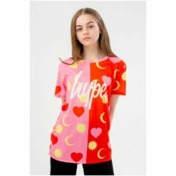 Hype. Girls Pink Mystical Split Script T-Shirt -Hype Shop unnamed file 970